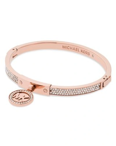 Michael Kors Fulton Rose-gold And Pavé Hinge Bangle Bracelet In Rose Gold