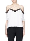 ALICE AND OLIVIA 'Fefe' lace trim pleated cold shoulder top