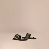 BURBERRY Studded Suede Sandals with Buckle Detail,40490981