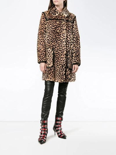 Shop Philosophy Di Lorenzo Serafini Double Breasted Leopard Print Coat - Brown