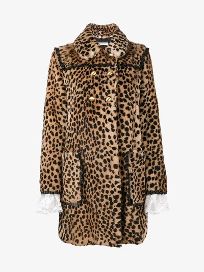 Shop Philosophy Di Lorenzo Serafini Double Breasted Leopard Print Coat In Brown