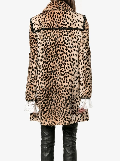 Shop Philosophy Di Lorenzo Serafini Double Breasted Leopard Print Coat In Brown