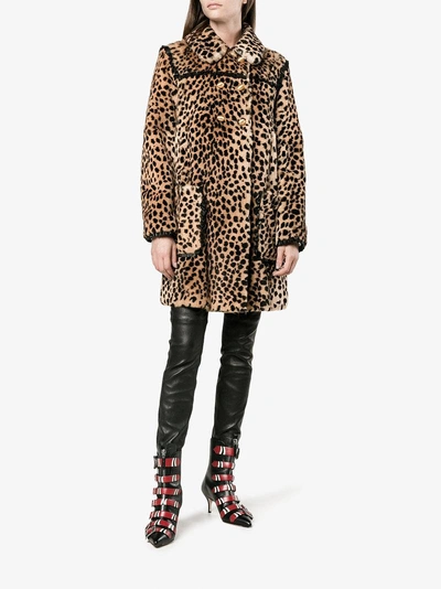 Shop Philosophy Di Lorenzo Serafini Double Breasted Leopard Print Coat In Brown