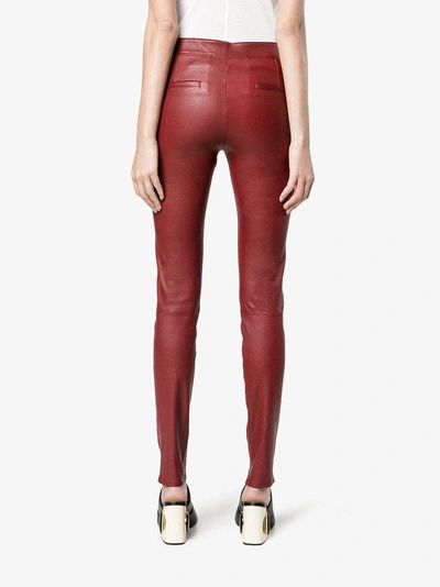 Shop Helmut Lang Leather Leggings In Red