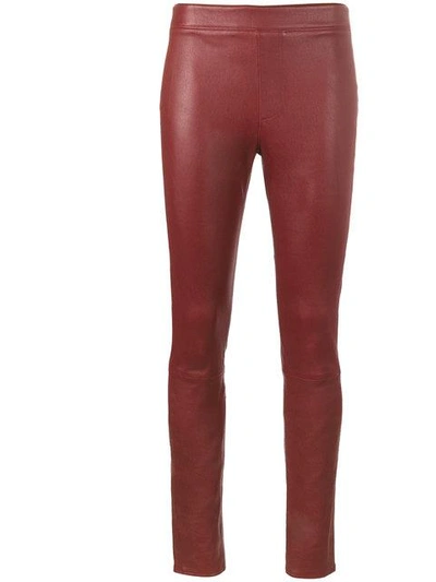 Shop Helmut Lang Leather Leggings In Red