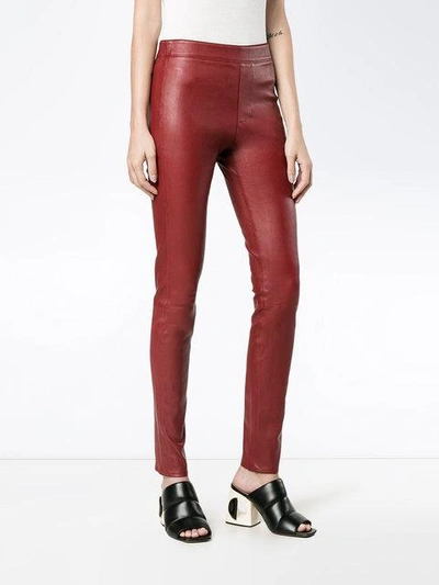 Shop Helmut Lang Leather Leggings In Red