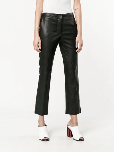 Shop Helmut Lang Cropped Flared Trousers In Black