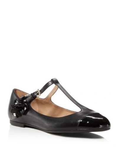 Shop Tory Burch Blossom T Strap Flats In Black