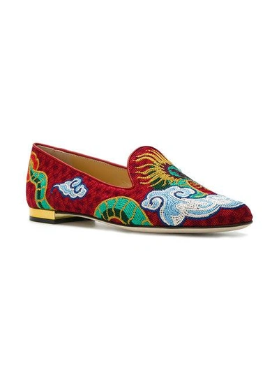 Shop Charlotte Olympia - Embroidered Dragon Slippers