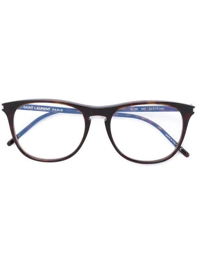 Shop Saint Laurent Eyewear Round Frame Glasses - Brown