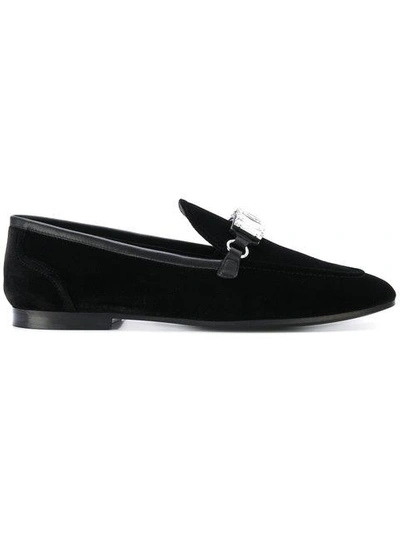 Shop Giuseppe Zanotti Clover Crystal Loafers In Black