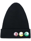 Marc Jacobs Button Badge Beanie - Black