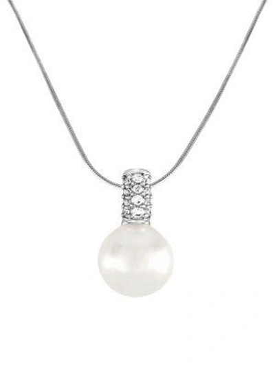 Shop Majorica 12mm White Pearl, Cubic Zirconia And Sterling Silver Necklace