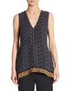 PROENZA SCHOULER Printed V-Neck Silk Top