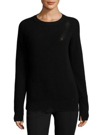 Helmut Lang Distressed Crewneck Sweater In Black