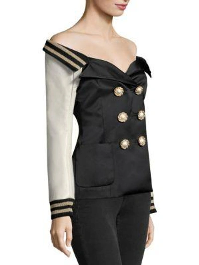 Shop Faith Connexion Sailor Varsity Jacket In Black
