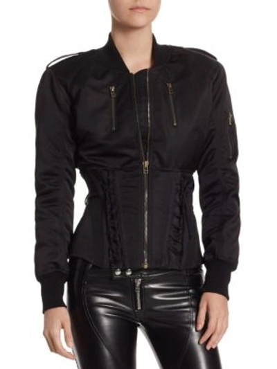 Shop Faith Connexion Corset Bomber Jacket In Black