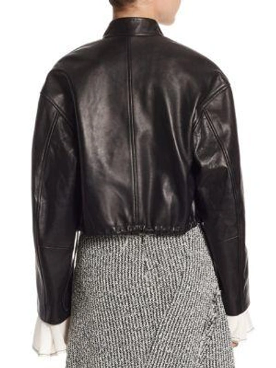 Shop 3.1 Phillip Lim / フィリップ リム Cropped Leather Bomber Jacket In Black