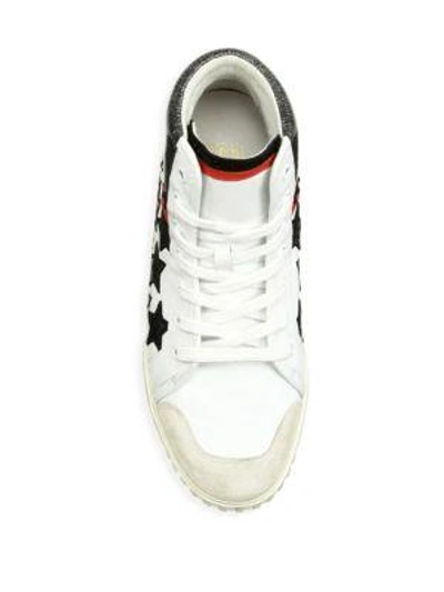 Shop Ash Embroidered Leather Sneakers In White-multi