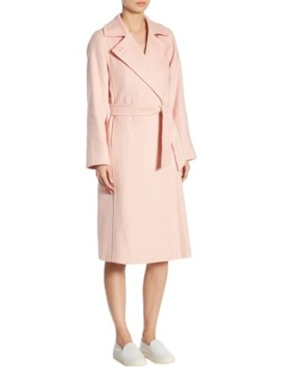 Shop Max Mara Soldato Belted Wrap Coat In Pink