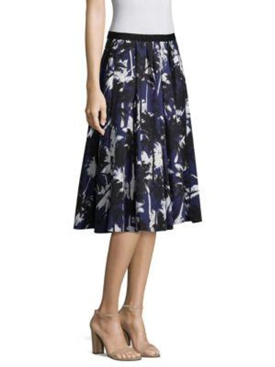 Shop Jason Wu Palm-print Cotton A-line Skirt In Navy Multi