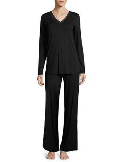 Natori Feather Essentials Solid Pajamas In Black