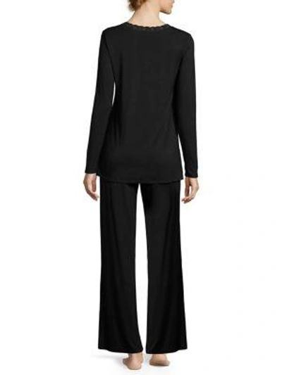 Natori Feather Essentials Solid Pajamas In Black