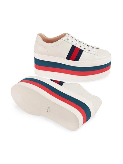 Shop Gucci Leather Low-top Platform Sneaker - White