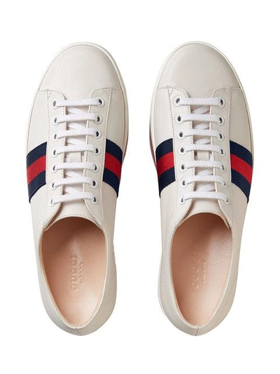 Shop Gucci Leather Low-top Platform Sneaker - White