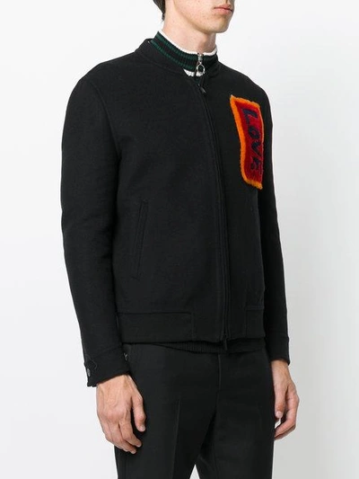 Shop Fendi Fur Embellished Bomber Jacket In Black