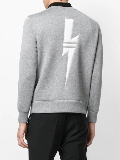 Shop Neil Barrett Lightning Bolt Sweatshirt - Grey