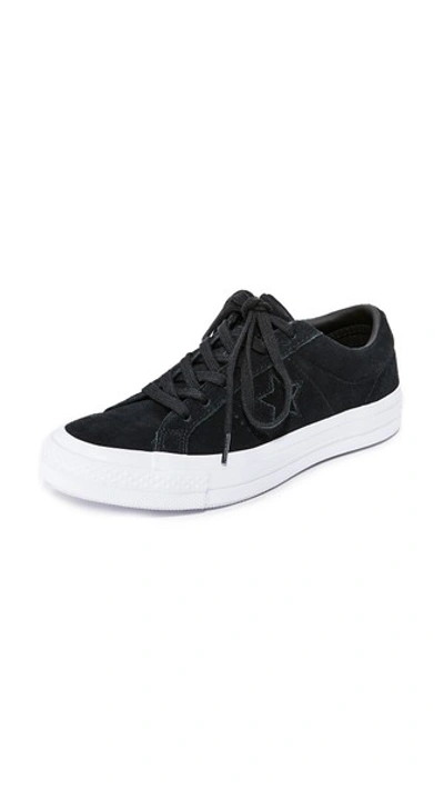 Converse One Star Ox Sneakers In Black/black/white