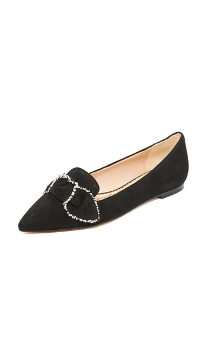 Sam Edelman Rochester Suede Pointed Toe Bow Flats In Luggage