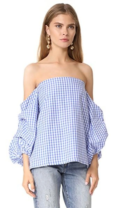 Shop Mlm Label Pillar Top In Powder Blue Check