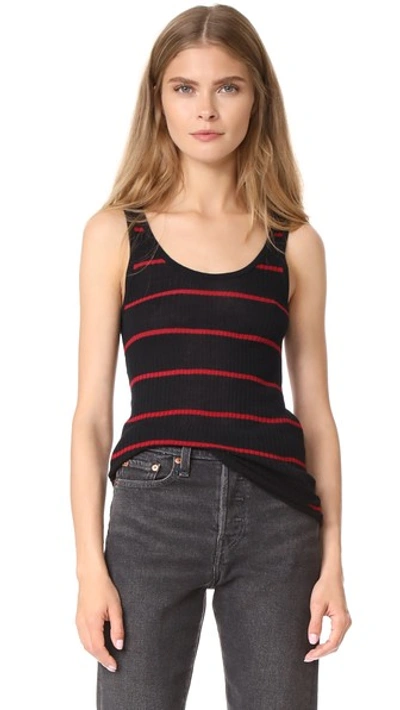 Jenni Kayne Stripe Rib Tank In Black/red