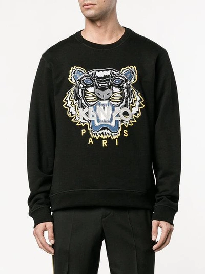 Shop Kenzo Sweatshirt Mit Tigerstickerei In Black