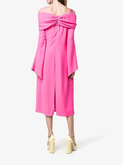 Shop Sies Marjan Off-shoulder Long Sleeve Dress In Pink/purple