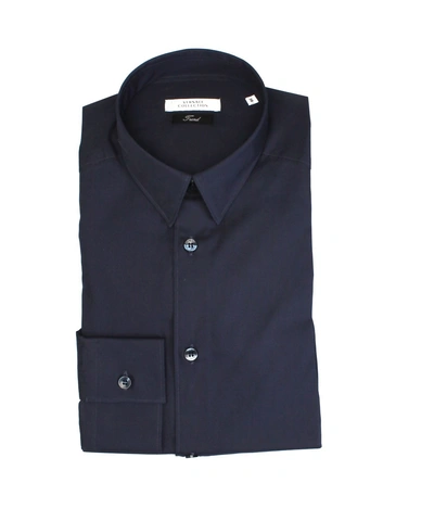 Versace Collections Men Trend Dress Shirt Navy Blue'