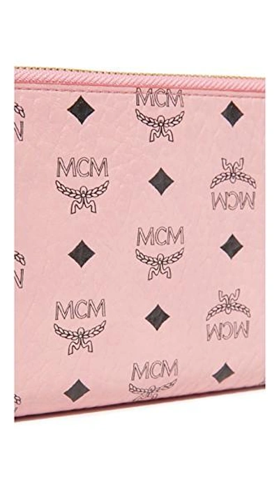 Shop Mcm Zip Around Wallet In Soft Pink