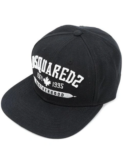 Dsquared2 Brotherhood Black Fabric Cap White Logo | ModeSens