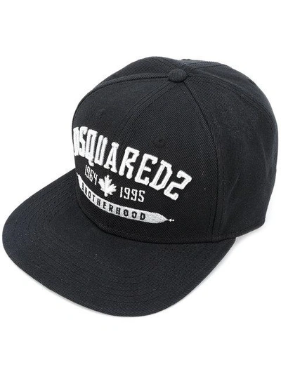 Samenwerking Roei uit tafereel Dsquared2 Brotherhood Black Fabric Cap White Logo | ModeSens