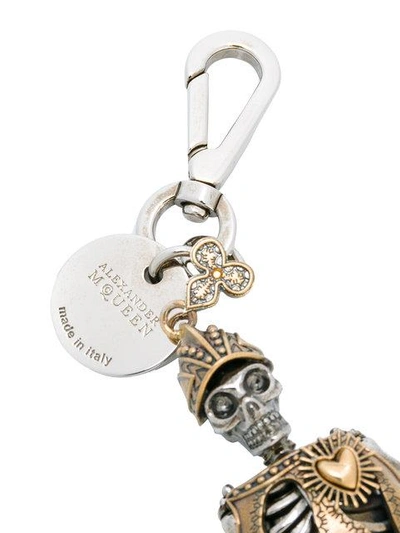 Shop Alexander Mcqueen Skeleton Keyring In Metallic