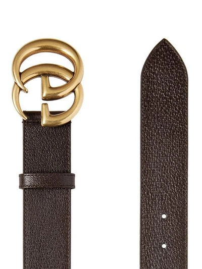 Shop Gucci Leather Belt With Double G Buckle In Brown