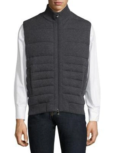 Shop Corneliani Quilted Knit Vest In Grey