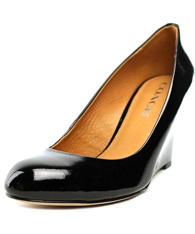 Coach Roni    Open Toe Patent Leather  Wedge Heel' In Black