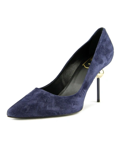 Roger Vivier Ball Point Women  Pointed Toe Suede Blue Heels'
