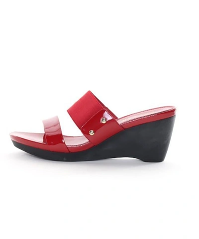 Ralph Lauren Lauren  Women's Rhianna Wedge Slide Sandals In Red