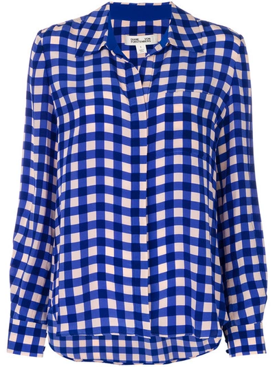 Diane Von Furstenberg Cossier Print Long Sleeve Shirt In Blue