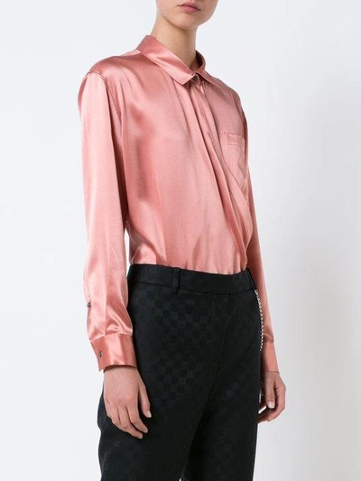 Shop Alexander Wang T By  V-neck Silk Blouse - Pink