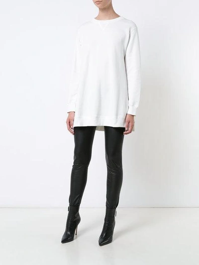 Shop Mm6 Maison Margiela Oversized Sweatshirt - White